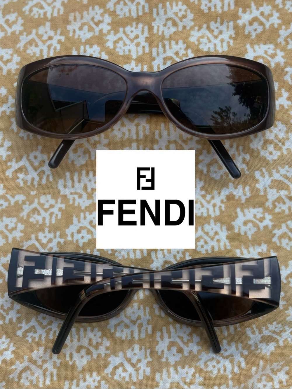 Vintage Authentic Fendi Tortoiseshell Monogram Sunglasses